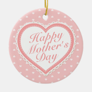 Elegant Happy Mother's Day Pink Hearts Ornament