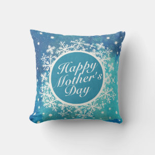 Elegant Happy Mother's Day Snowflakes Frame Pillow