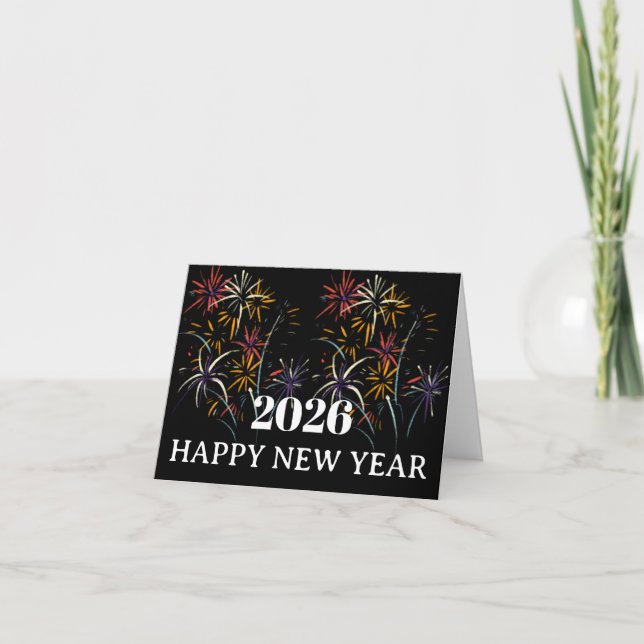 Elegant Happy New Year 2026 Card (Front)