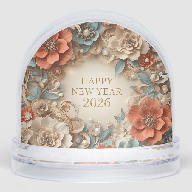 elegant happy new year 2026 snow globe (Front)