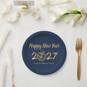 Elegant Happy New Year 2027 Personalised Paper Plate