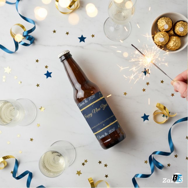 Elegant Happy New Year Beverage Bottle Label Set  (Creator Uploaded)