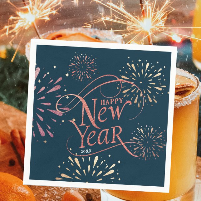 Elegant Happy New Year Gold Foil Napkin (Creator Uploaded)