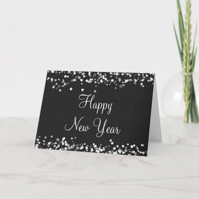 Elegant Happy New Year Greeting Card (Front)