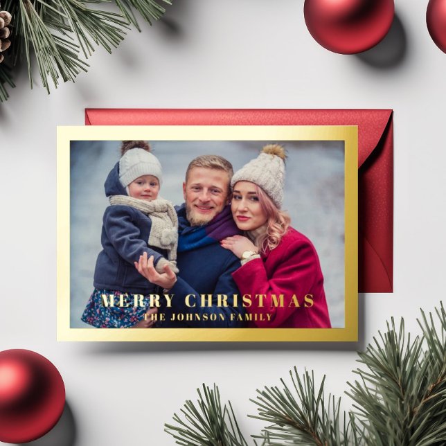 Elegant Happy New Year Photo Gold (Elegant Happy New Year Photo Gold Foil Holiday Card)