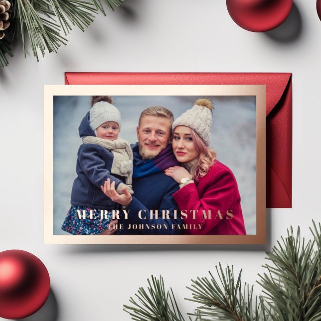 Elegant Happy New Year Photo Rose Gold (Elegant Happy New Year Photo Rose Gold Foil Holiday Card)