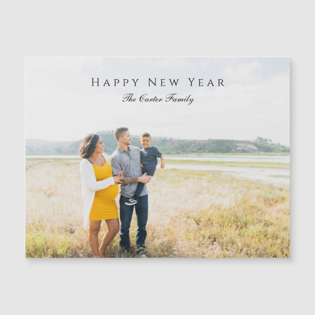 Elegant Happy New Year Script Photo Pregnancy Chic (Front)