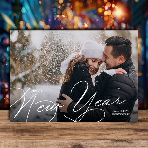 Elegant Happy New Year Script Silver