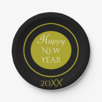 Elegant Happy New Year with Year Black Gold