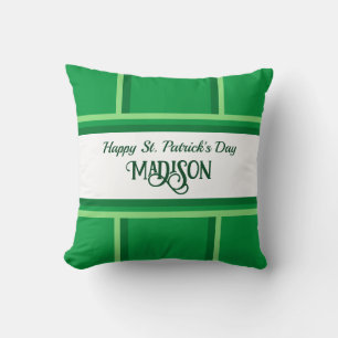 Elegant Happy St. Patrick's Day Custom Name Green Cushion