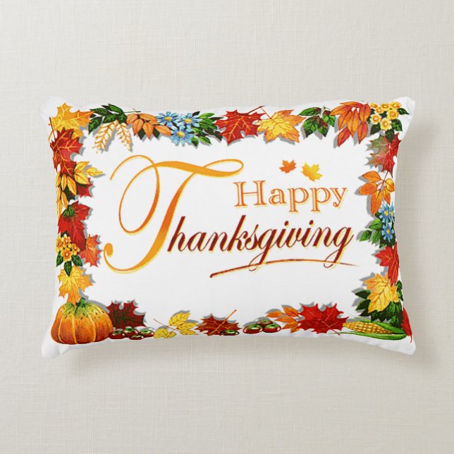 Elegant Happy Thanksgiving Greetings Decorative Cushion (Front)