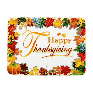 Elegant Happy Thanksgiving Greetings Magnet