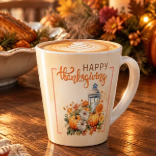 Elegant Happy Thanksgiving Latte Mug