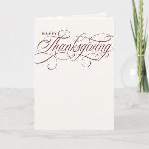 Elegant Happy Thanksgiving script design Holiday Card