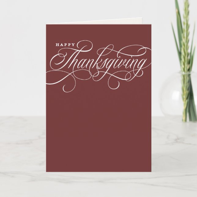 Elegant Happy Thanksgiving script design Holiday Card (Front)