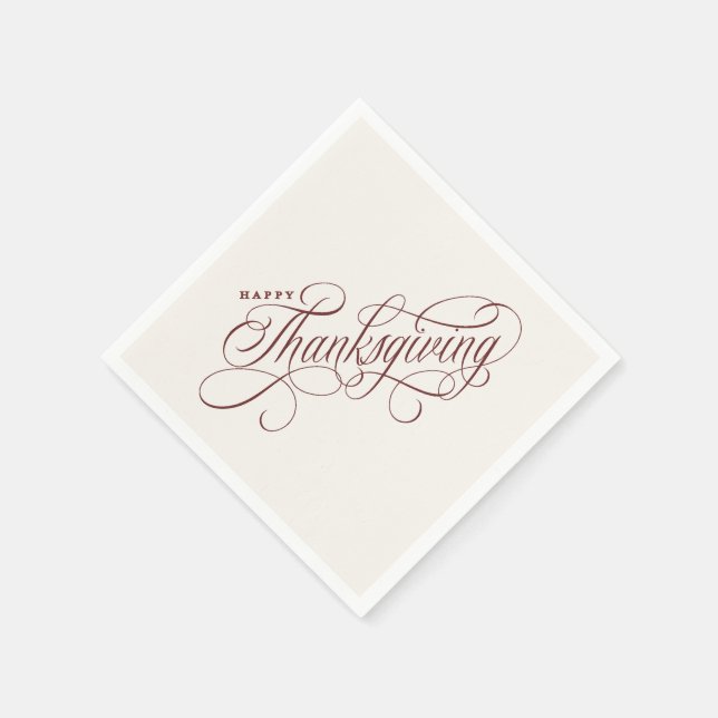 Elegant Happy Thanksgiving script design Napkin (Corner)