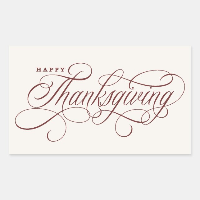 Elegant Happy Thanksgiving script design Rectangular Sticker (Front)