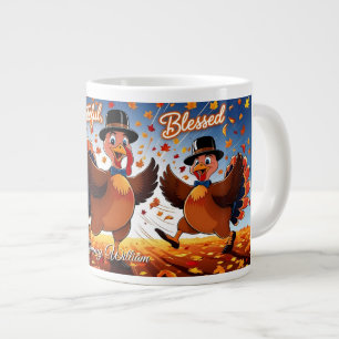 Elegant Happy Thanksgiving Turkey Large Coffee Mug