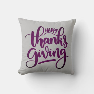 Elegant Happy Thanksgiving Typography Outdoor Cushion
