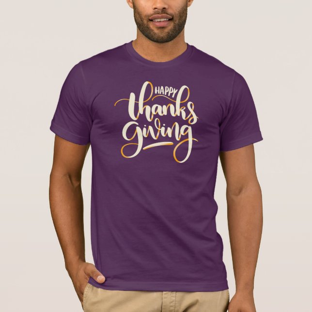 Elegant Happy Thanksgiving Typography  T-Shirt (Front)