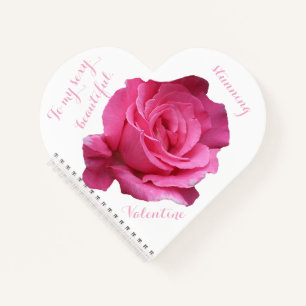 Elegant Happy Valentine pink rose black love diary Notebook