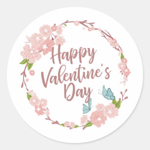Elegant Happy Valentine's Day Floral Sticker Seal