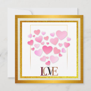 Elegant Happy Valentine's Day   Gold & Pink Heat