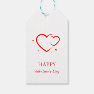Elegant Happy Valentine's Day Red Heart on White Gift Tags