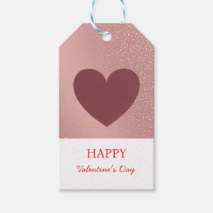 Elegant Happy Valentine's Day Rose Gold Glitter Gift Tags