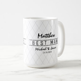 Elegant Harlequin Personalised Best Man Wedding Coffee Mug