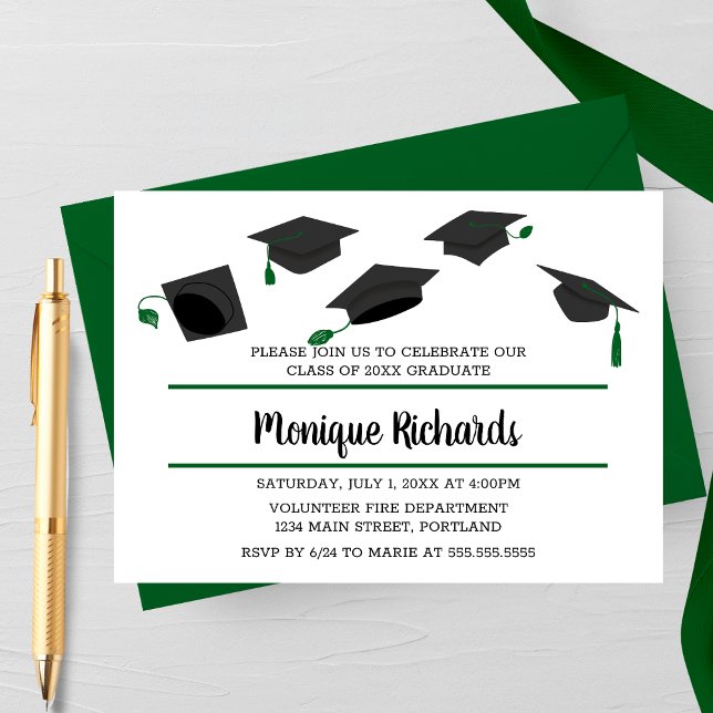 Elegant Hat Toss Graduation Party Invitation (Creator Uploaded)