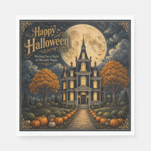Elegant Haunted Manor Halloween Napkin