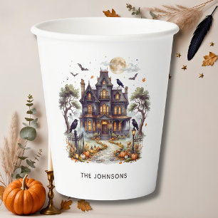 Elegant Haunted Manor Halloween Party Paper Cups