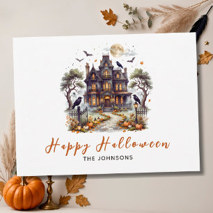 Elegant Haunted Manor Happy Halloween  Postcard