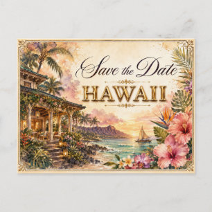 Elegant Hawaii Save the Date Wedding Invitation Postcard