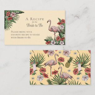 Elegant Hawaiian Bridal Shower Floral Recipe Enclosure Card