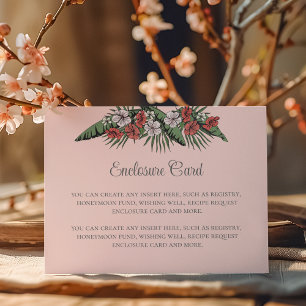 Elegant Hawaiian Floral Blush Pink Bridal Shower  Enclosure Card
