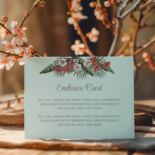 Elegant Hawaiian Floral Turquoise Bridal Shower  Enclosure Card