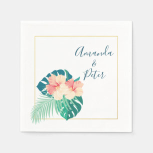 Elegant Hawaiian Hibiscus Wedding Paper Napkins