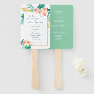 Elegant Hawaiian Hibiscus Wedding Program Hand Fan