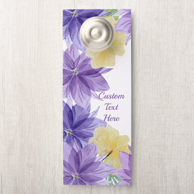 Elegant Hawaiian Purple Tropical Flowers Door Hanger (On Knob)
