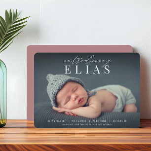 Elegant Headline   Photo Birth Announcement