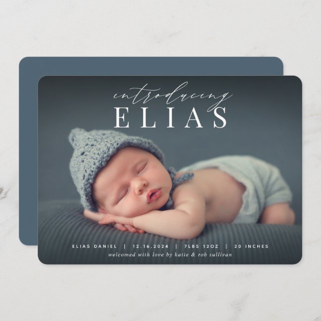 Elegant Headline | Photo Birth Announcement (Front/Back)