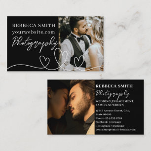 Elegant Heart 2 Photo Collage Wedding Photographer Business Card
