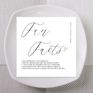 Elegant Heart Accent Fun Facts Wedding Napkin