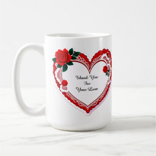 Elegant Heart Card With Red Roses Coffee Mug