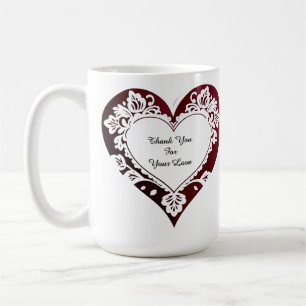 Elegant Heart Card With Red Roses Coffee Mug