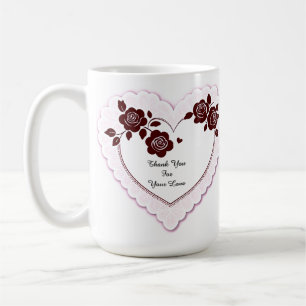 Elegant Heart Card With Red Roses Coffee Mug