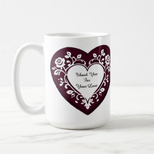 Elegant Heart Card With Red Roses Coffee Mug