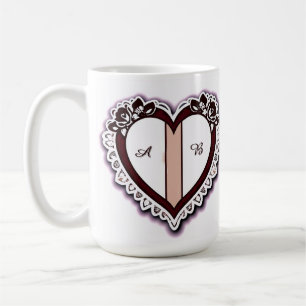 Elegant Heart Card With Red Roses Coffee Mug